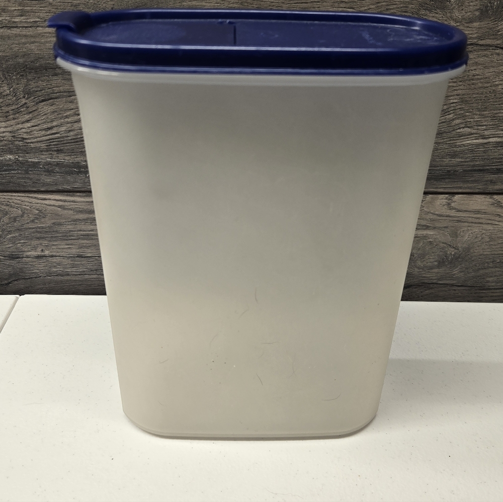 Tupperware #1614-23 Slimline‎ 9 3/4 cup Container with Blue Lid. Vtg